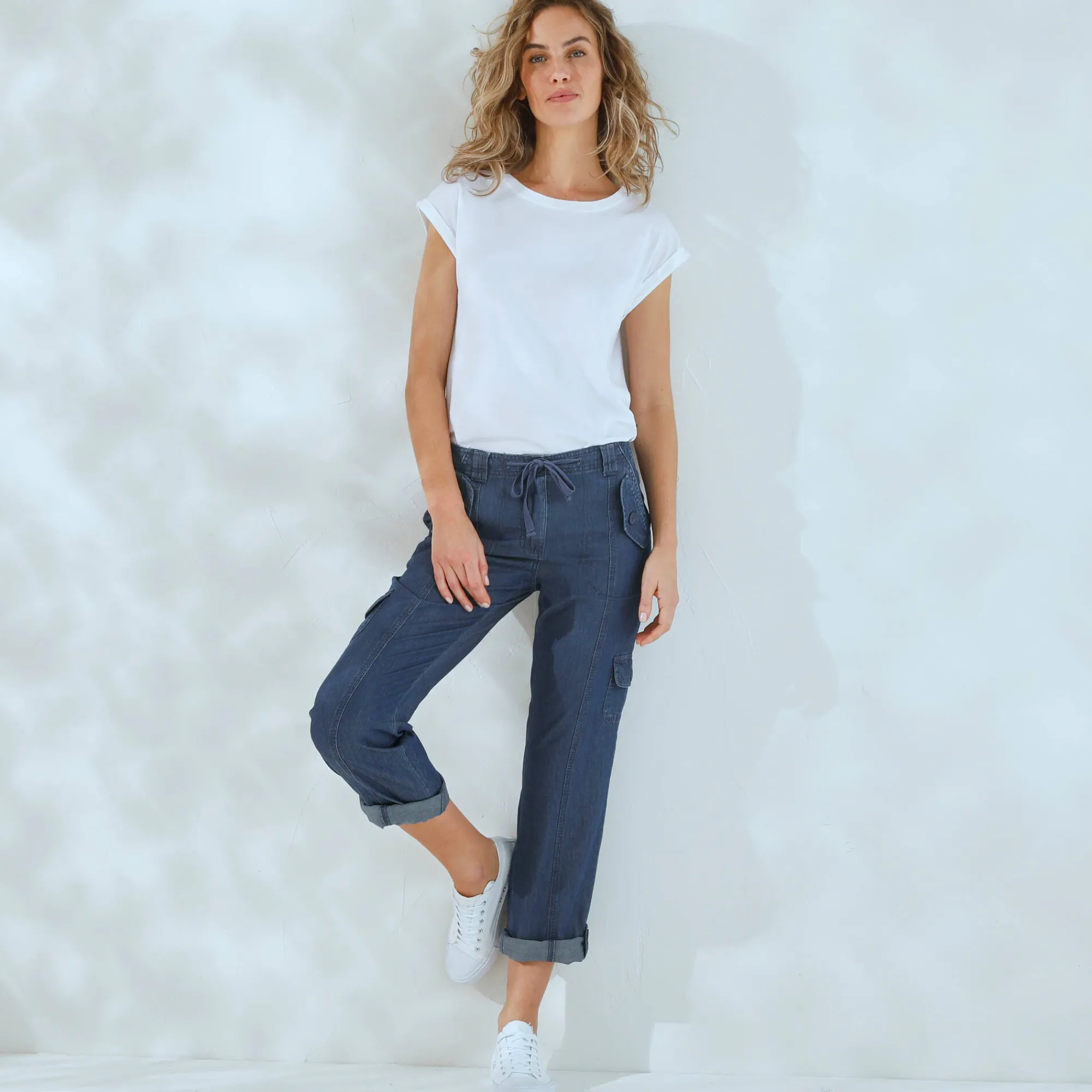 Jeans<Blancheporte Oprolbare jeans in battlestijl stone