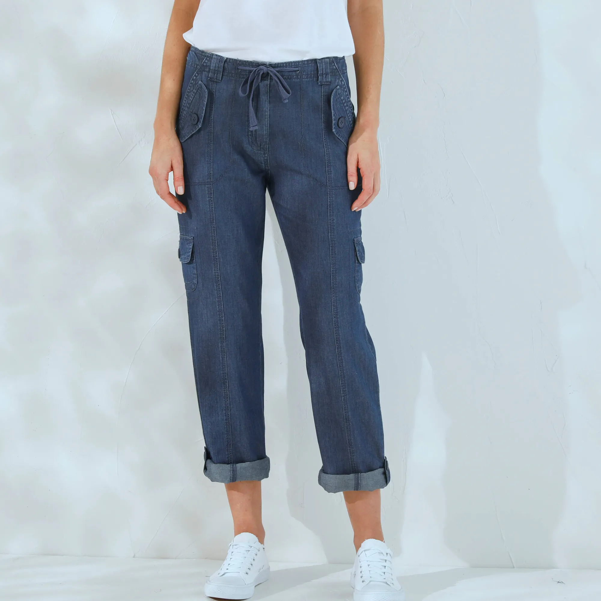 Jeans<Blancheporte Oprolbare jeans in battlestijl stone