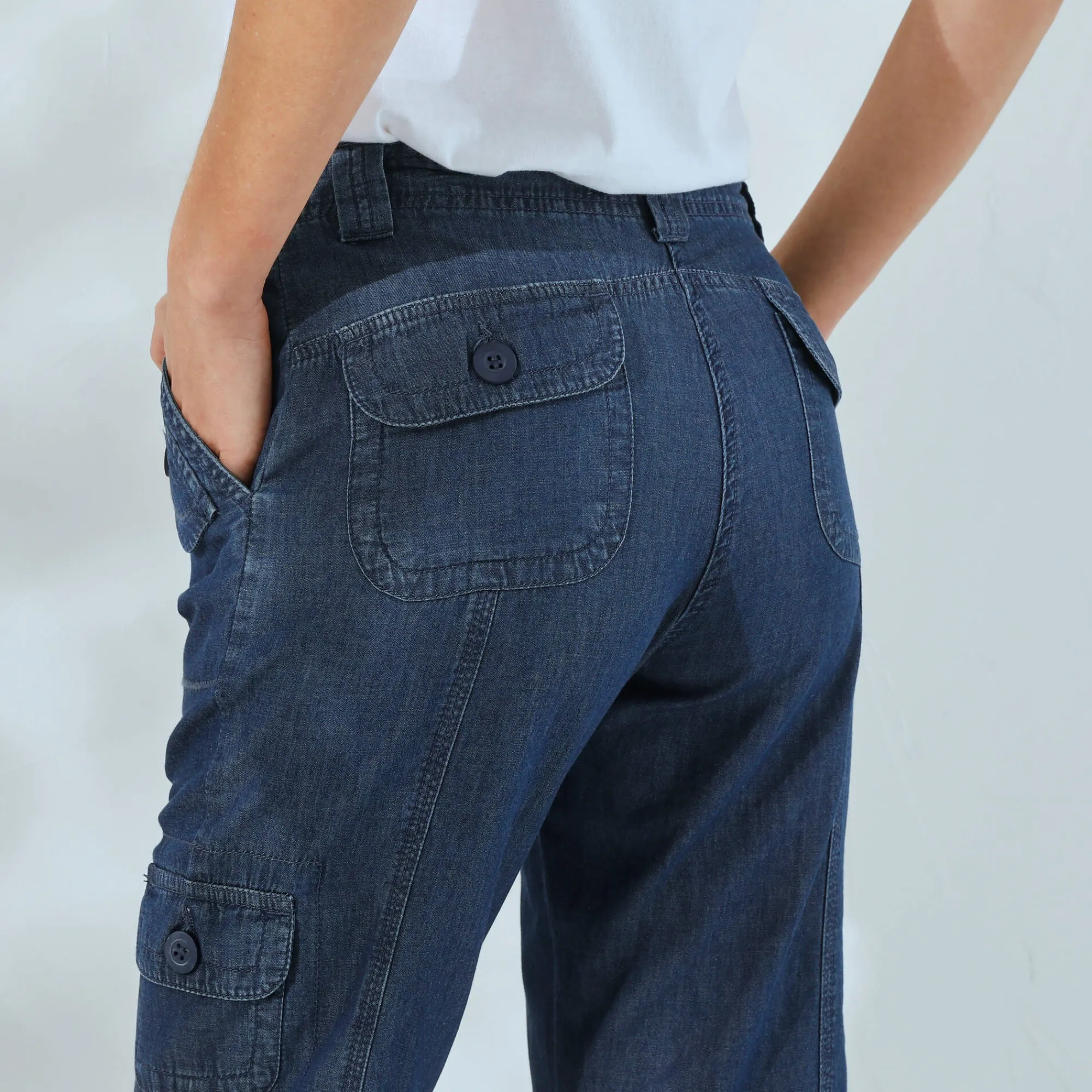 Jeans<Blancheporte Oprolbare jeans in battlestijl stone