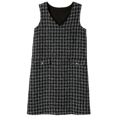 Jurk<Blancheporte Overgooierjurk, in tweed zwart / ecru