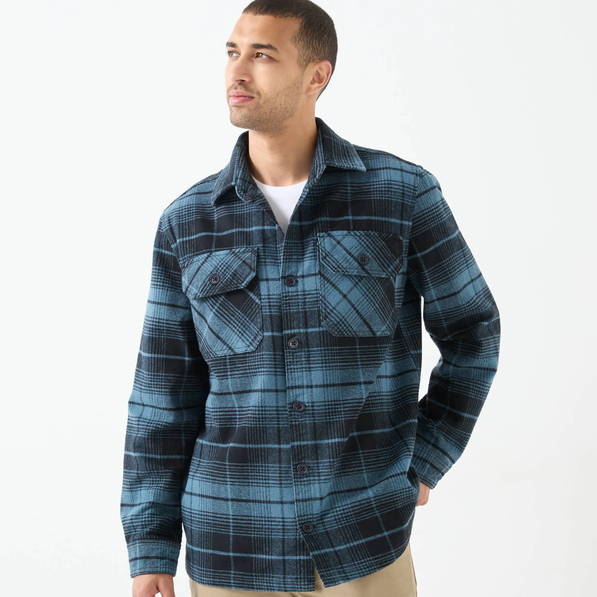 T-Shirt, Hemd En Polo<Blancheporte Overhemd met knopen, in geruit flanel van zware kwaliteit blauw / zwart