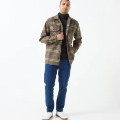 T-Shirt, Hemd En Polo<Blancheporte Overhemd met knopen, in geruit flanel van zware kwaliteit kaki / bordeaux