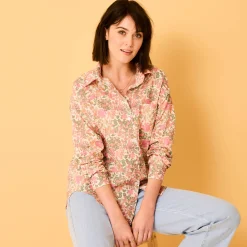 Bloes En Tuniek<Blancheporte Oversize hemd met bloemenprint ecru / roze