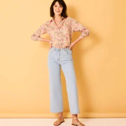 Bloes En Tuniek<Blancheporte Oversize hemd met bloemenprint ecru / roze
