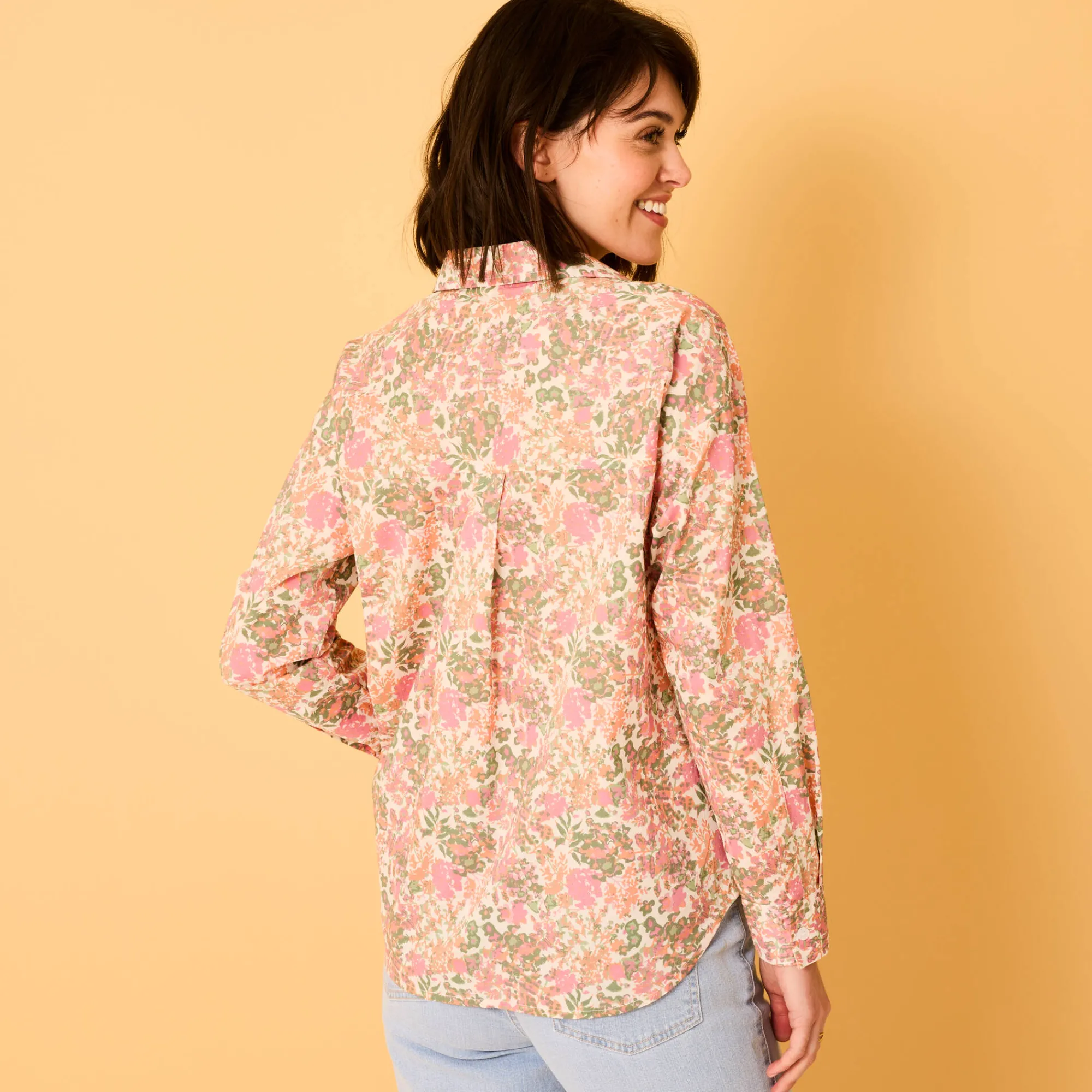Bloes En Tuniek<Blancheporte Oversize hemd met bloemenprint ecru / roze