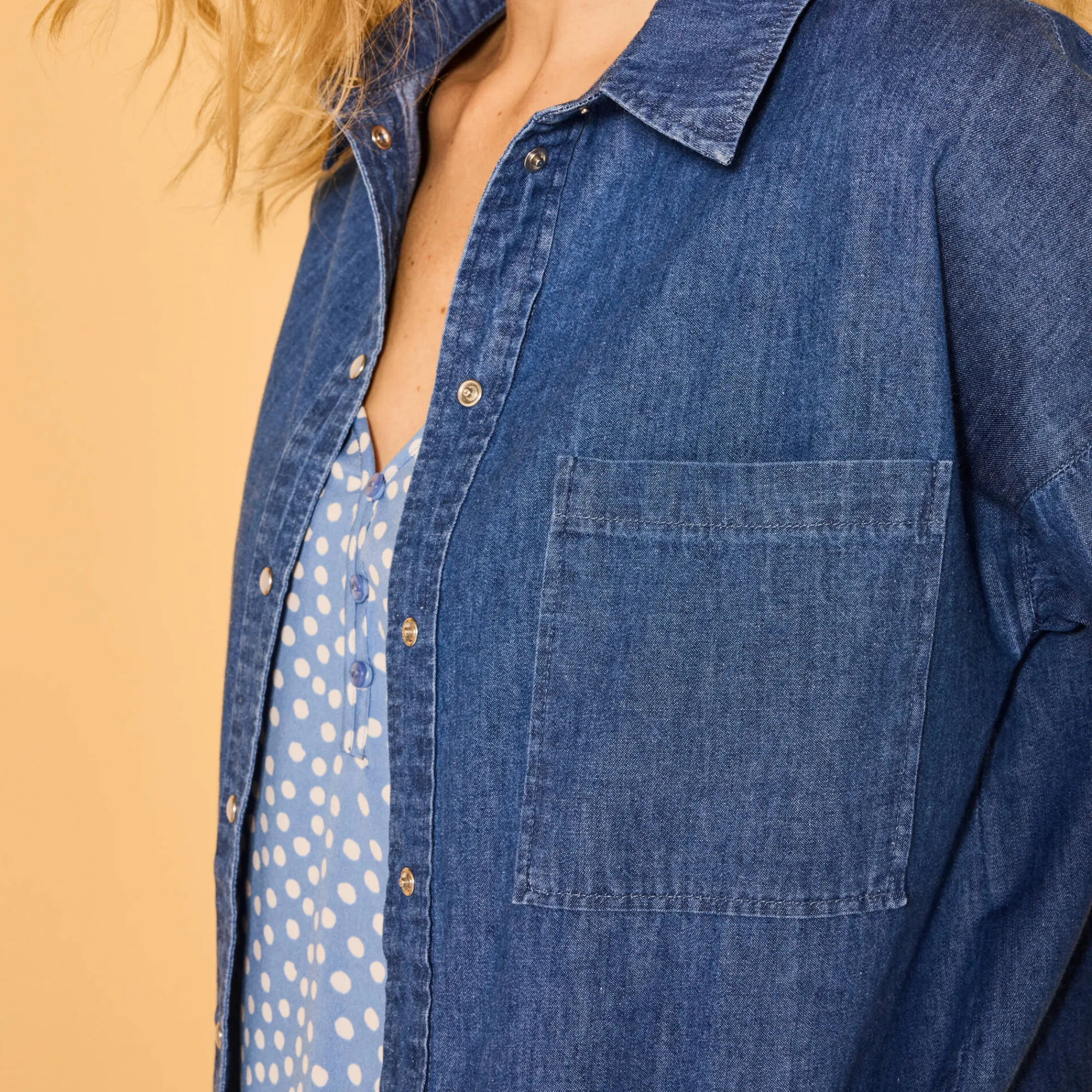 Bloes En Tuniek<Blancheporte Oversize jeanshemd stone