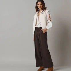 Bloes En Tuniek<Lora Zellini Oversized bloes in katoen, geborduurde details ecru