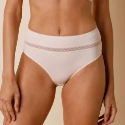 Slip En Shorty<Confidence Lingerie Paia microvezel en plumetis tule slip met hoge taille - set van 2 poeder