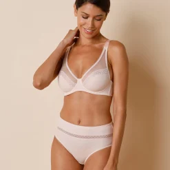 Slip En Shorty<Confidence Lingerie Paia microvezel en plumetis tule slip met hoge taille - set van 2 poeder