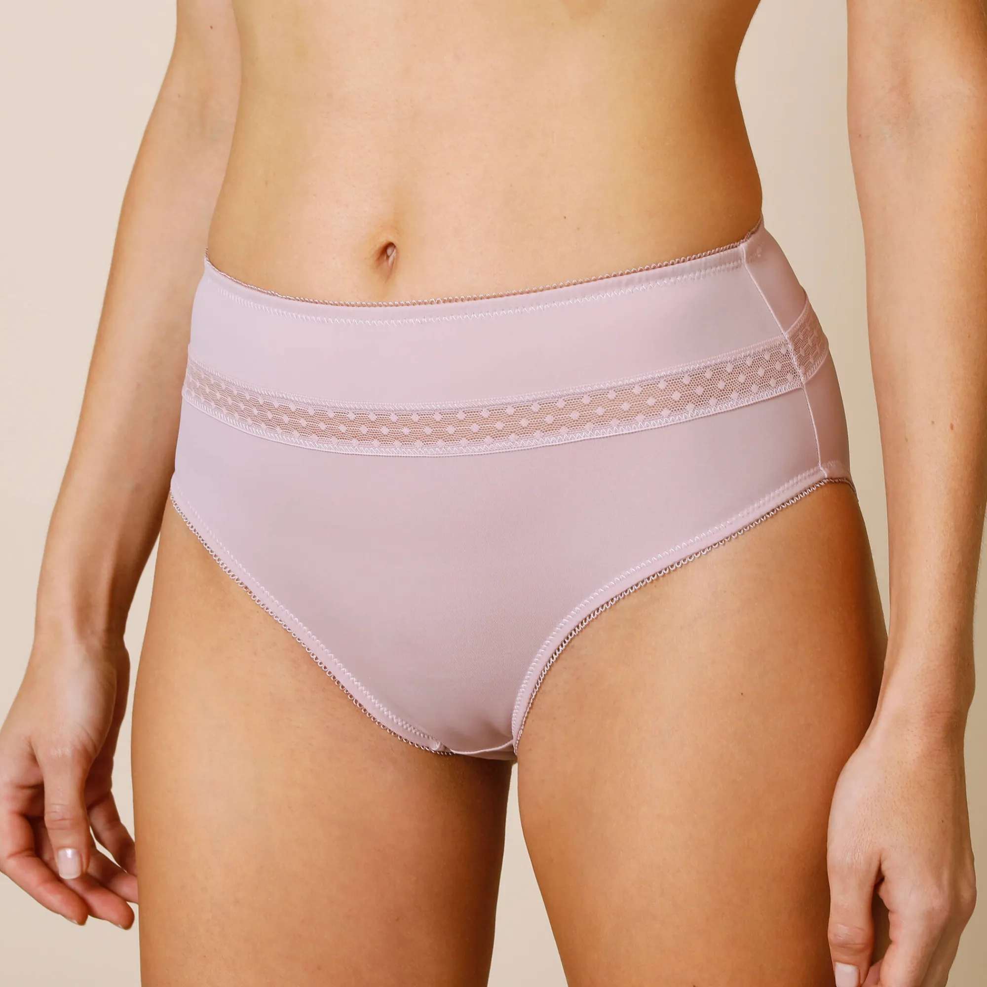 Slip En Shorty<Confidence Lingerie Paia microvezel en plumetis tule slip met hoge taille - set van 2 grijsroze