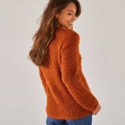 Trui En Vest<Blancheporte Paletotvest, harig tricot karamel