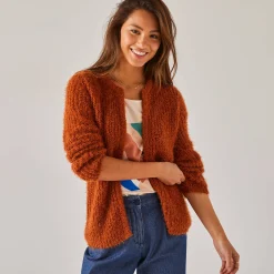 Trui En Vest<Blancheporte Paletotvest, harig tricot paprika