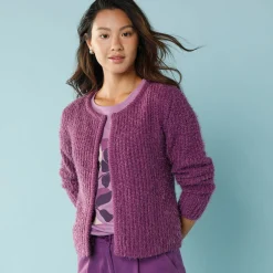 Trui En Vest<Blancheporte Paletotvest, harig tricot violine