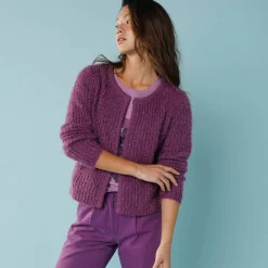 Trui En Vest<Blancheporte Paletotvest, harig tricot violine