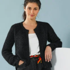 Trui En Vest<Blancheporte Paletotvest, harig tricot zwart