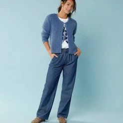 Trui En Vest<Blancheporte Paletotvest, harig tricot grijsblauw