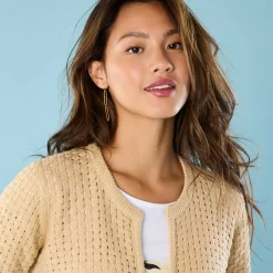 Trui En Vest<Blancheporte Paletotvest in fantasietricot, Kleine Lengtes zandkleur