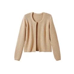 Trui En Vest<Blancheporte Paletotvest in fantasietricot, Kleine Lengtes zandkleur