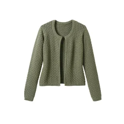 Trui En Vest<Blancheporte Paletotvest in fantasietricot, Kleine Lengtes lindegroen