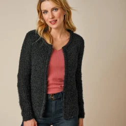 Trui En Vest<Blancheporte Paletotvest in zacht fantasietricot zwart