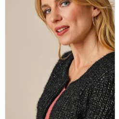 Trui En Vest<Blancheporte Paletotvest in zacht fantasietricot zwart