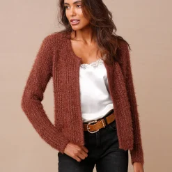 Trui En Vest<Blancheporte Paletotvest in zacht fantasietricot chocolade