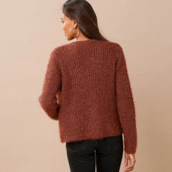 Trui En Vest<Blancheporte Paletotvest in zacht fantasietricot chocolade