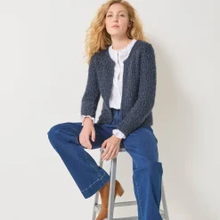 Trui En Vest<Blancheporte Paletotvest in zacht fantasietricot marine