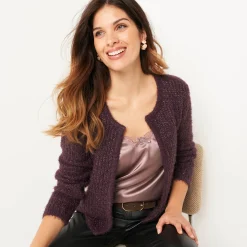Feestoutfits Dames|Trui En Vest<Blancheporte Paletotvest in zacht fantasietricot marron glacé
