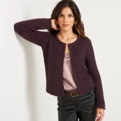 Feestoutfits Dames|Trui En Vest<Blancheporte Paletotvest in zacht fantasietricot marron glacé