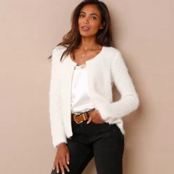 Trui En Vest<Blancheporte Paletotvest in zacht fantasietricot naturel