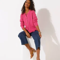 Trui En Vest<Blancheporte Paletotvest met fantasiesteek, knopen in hoornstijl Indisch roze