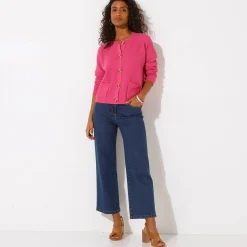 Trui En Vest<Blancheporte Paletotvest met fantasiesteek, knopen in hoornstijl Indisch roze