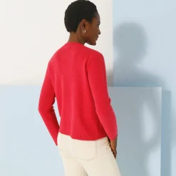 Trui En Vest<Blancheporte Paletotvest met fantasiesteek, knopen in hoornstijl framboos