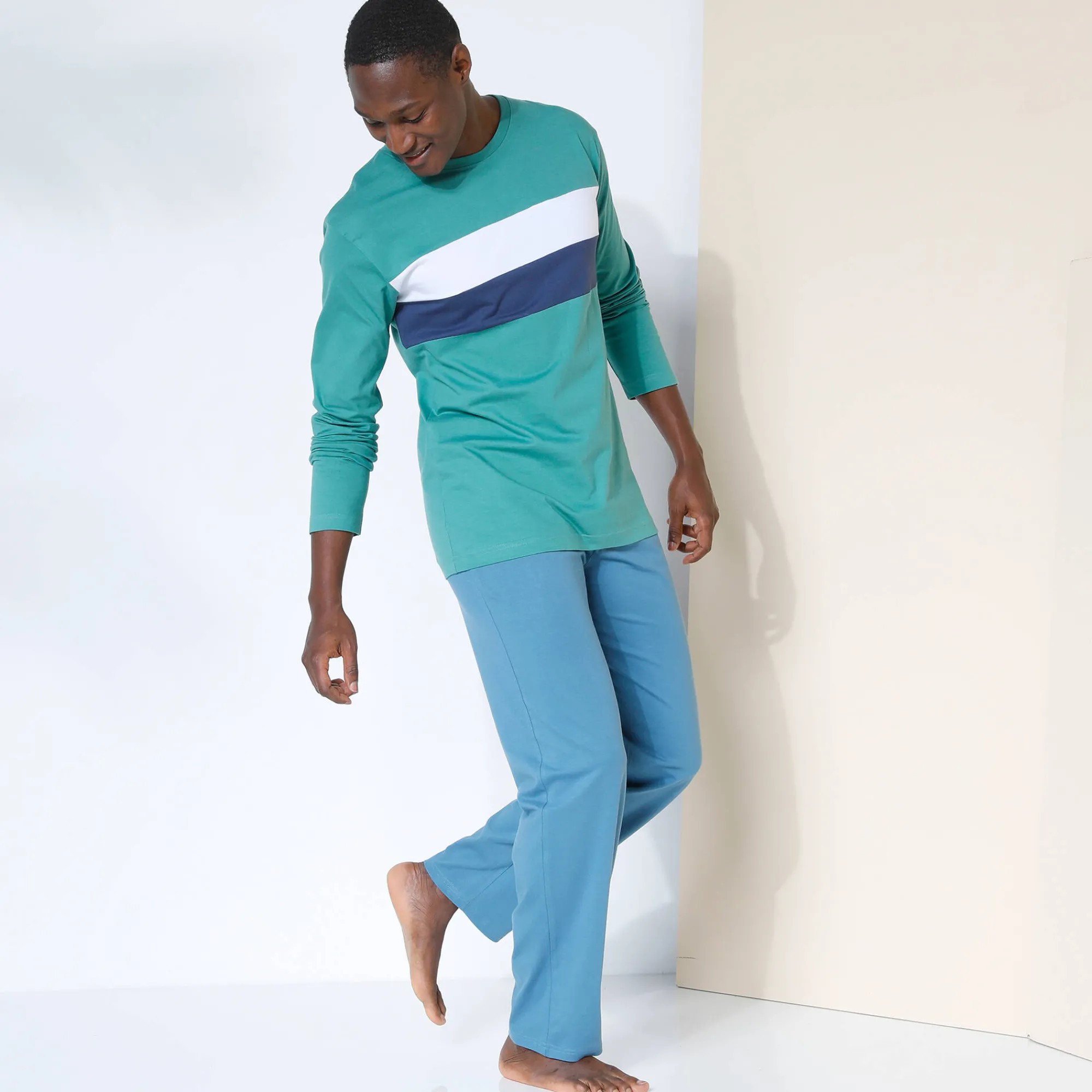 Pyjama En Kamerjas<Blancheporte Pantalon pyjama coton uni blauw