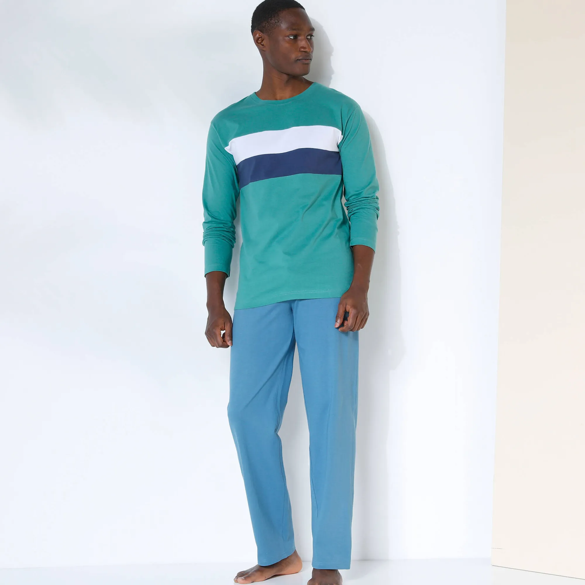 Pyjama En Kamerjas<Blancheporte Pantalon pyjama coton uni blauw