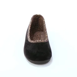 Sloffen|Sloffen<Blancheporte Pantoffels in ballerinamodel, biesje met luipaardmotief zwart