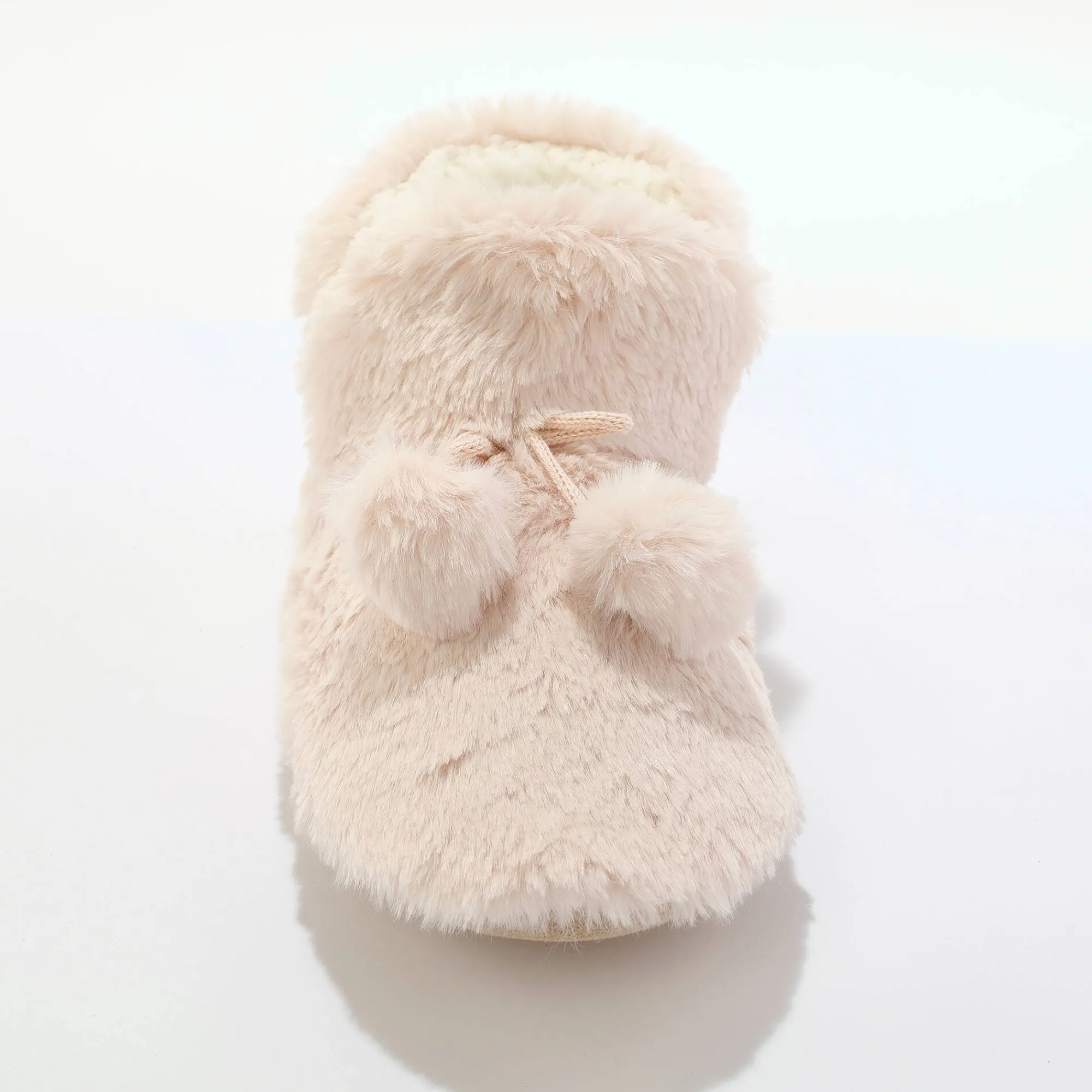 Sloffen|Sloffen<Blancheporte Pantoffels in laarsmodel met pompons en nepbontaspect roze