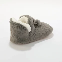 Sloffen|Sloffen<Blancheporte Pantoffels in laarsmodel met pompons en nepbontaspect grijs
