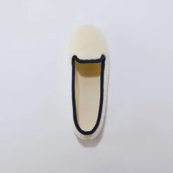 Sloffen|Sloffen<Blancheporte Pantoffels in sherpa-lusjesstof ecru / blauw