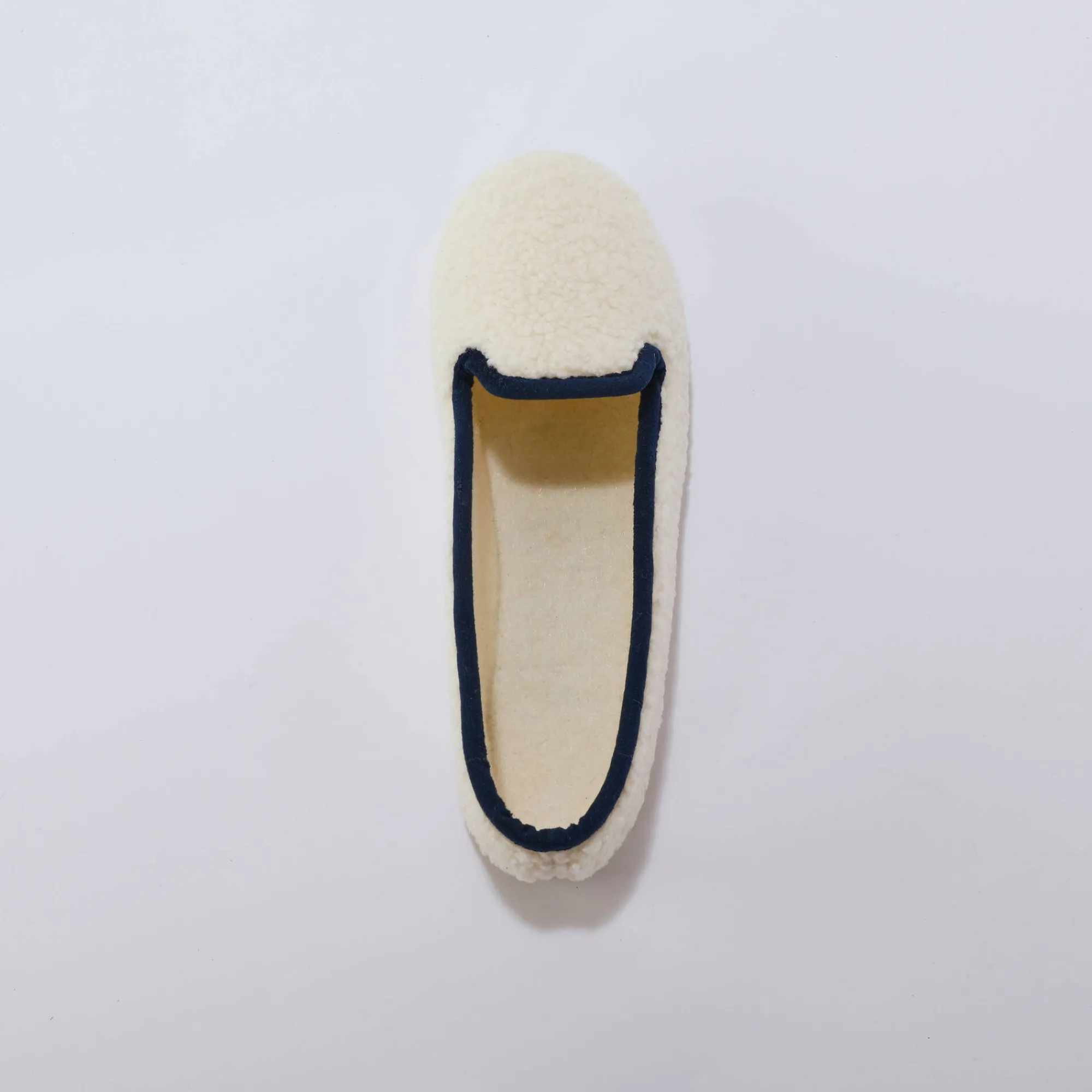 Sloffen|Sloffen<Blancheporte Pantoffels in sherpa-lusjesstof ecru / blauw