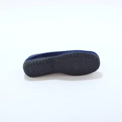 Sloffen|Sloffen<Blancheporte Pantoffels in velours, contrastbiesje marineblauw