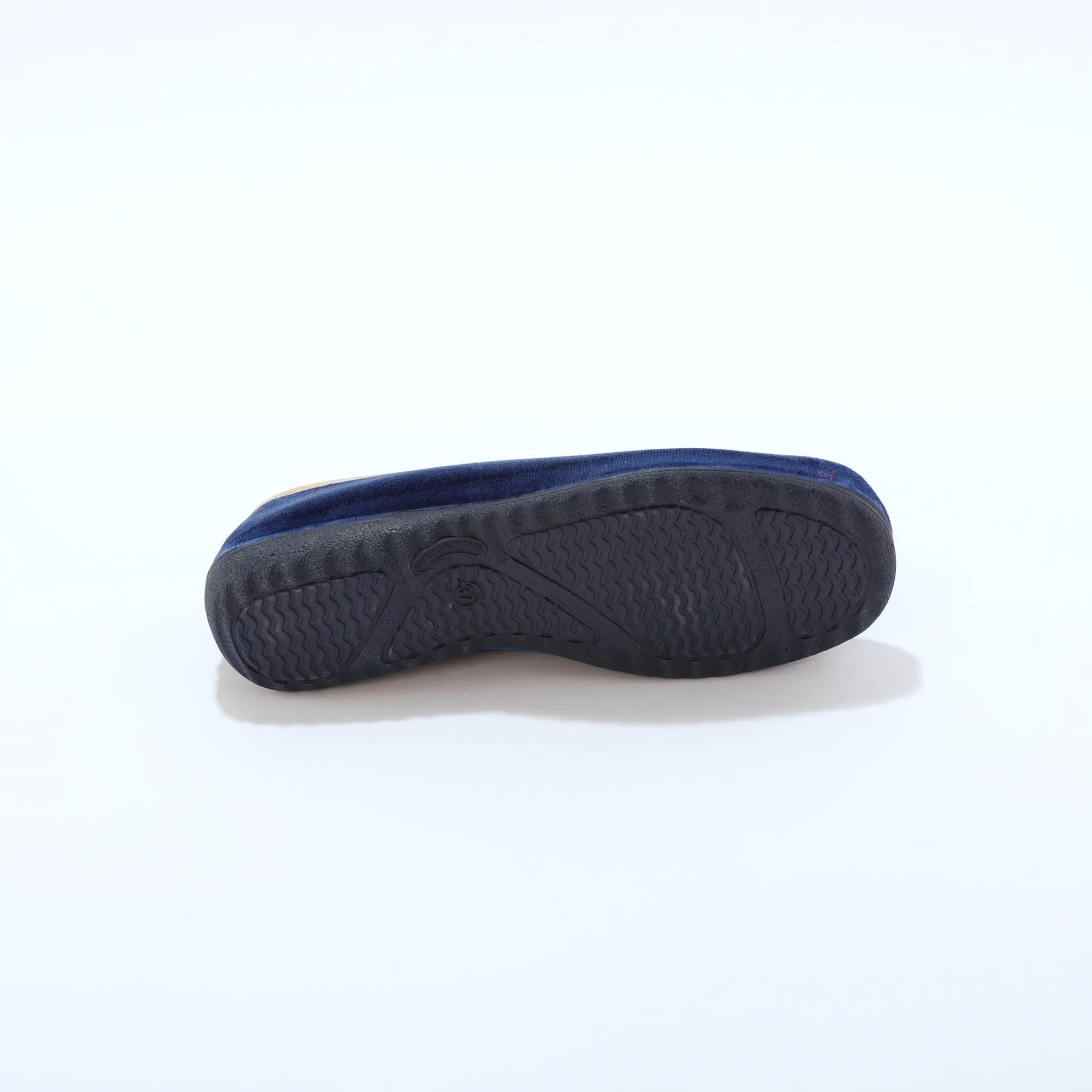 Sloffen|Sloffen<Blancheporte Pantoffels in velours, contrastbiesje marineblauw