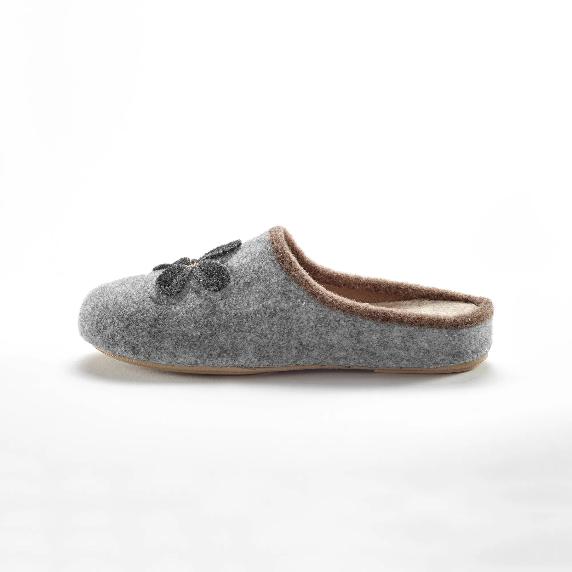 Sloffen|Sloffen<Blancheporte Pantoffels met opgelegde bloem - comfortabele breedte chiné grijs