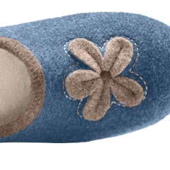 Sloffen|Sloffen<Blancheporte Pantoffels met opgelegde bloem - comfortabele breedte indigo
