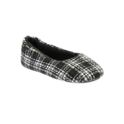 Sloffen|Sloffen<Dim Pantofffels in ballerinamodel, geruit zwart