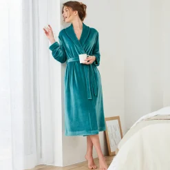 Peignoir En Kamerjas<Blancheporte Peignoir in effen velours celadon