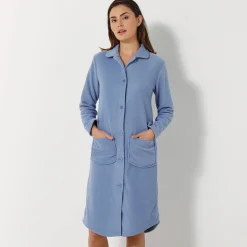 Peignoir En Kamerjas<Blancheporte Peignoir in fleece met knoopsluiting blauw