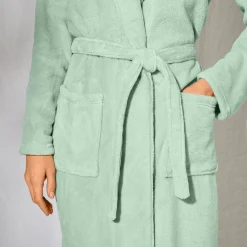 Peignoir En Kamerjas<Blancheporte Peignoir in fleece met pluchetouch - 130 cm lang, lange mouwen linde