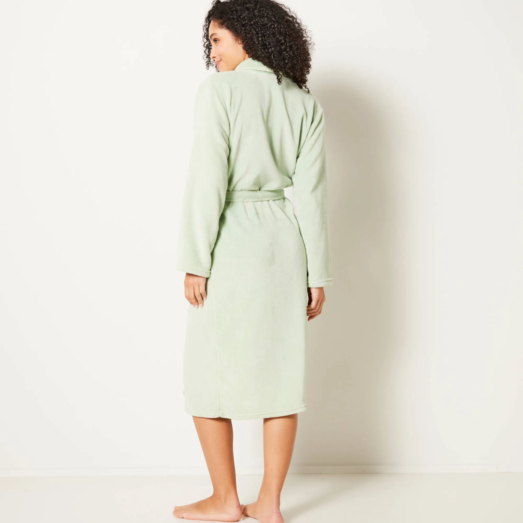 Peignoir En Kamerjas<Blancheporte Peignoir in fleece met pluchetouch - 115 cm lang, lange mouwen linde
